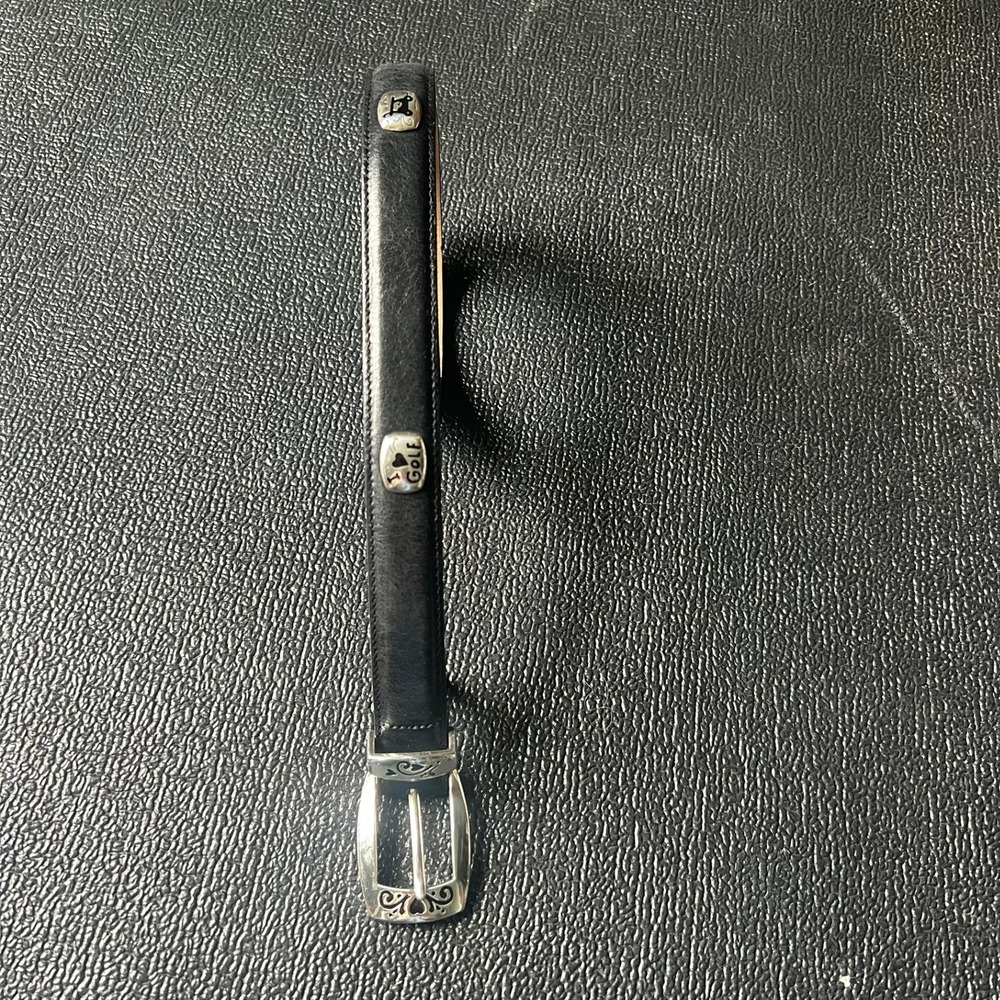 Brighton Black Leather Golf Belt Silver Hardware I Heart Golf Size M 30 Novelty